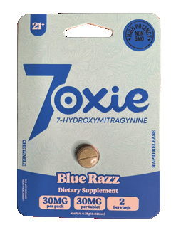 7Oxie blue razz tablet containing 7-hydroxymitragynine